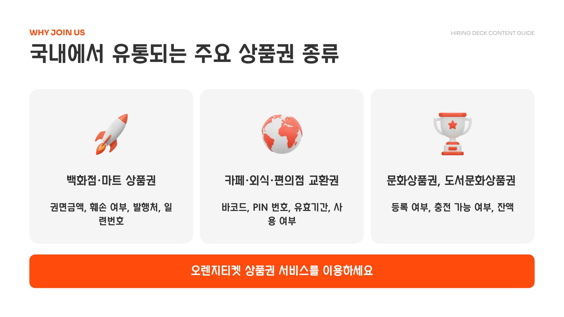 국내 유통 상품권 종류 이미지